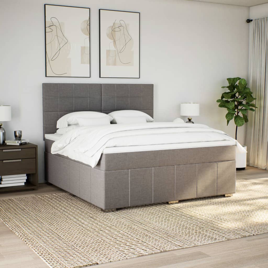 vidaXL Boxspring met matras stof taupe 180x200 cm afbeelding
