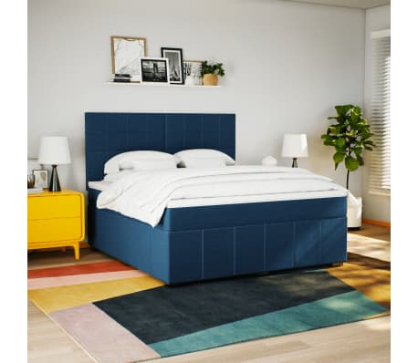 vidaXL Boxspringbett mit Matratze Blau 180x200 cm Stoff
