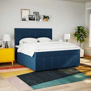 vidaXL Boxspringbett mit Matratze Blau 180x200 cm Stoff