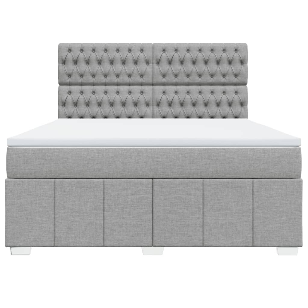 vidaXL Boxspring met matras stof lichtgrijs 180x200 cm grijs, foto 4