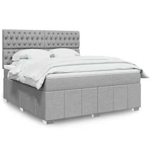 Box spring postel s matrací světle šedá 180 x 200 cm textil - obrázek 1