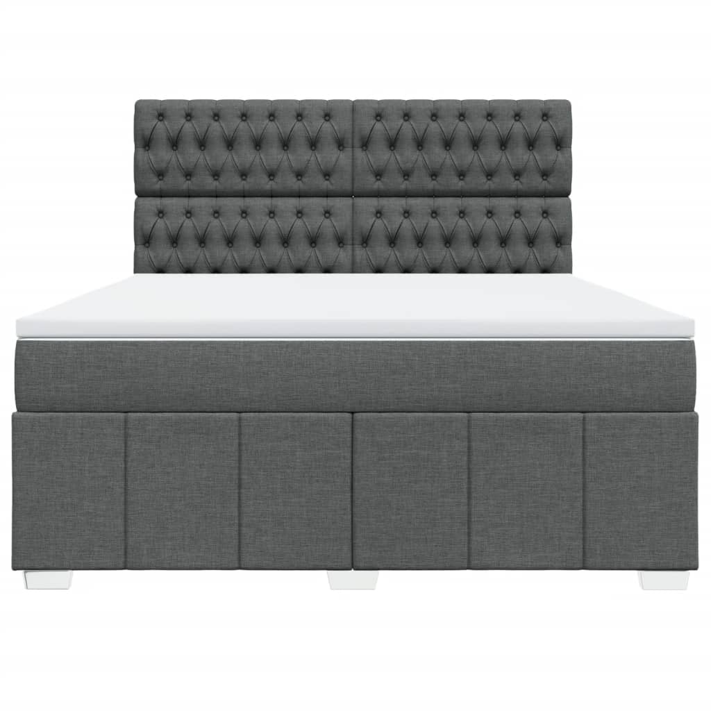 vidaXL Boxspring met matras stof donkergrijs 180x200 cm grijs, foto 4