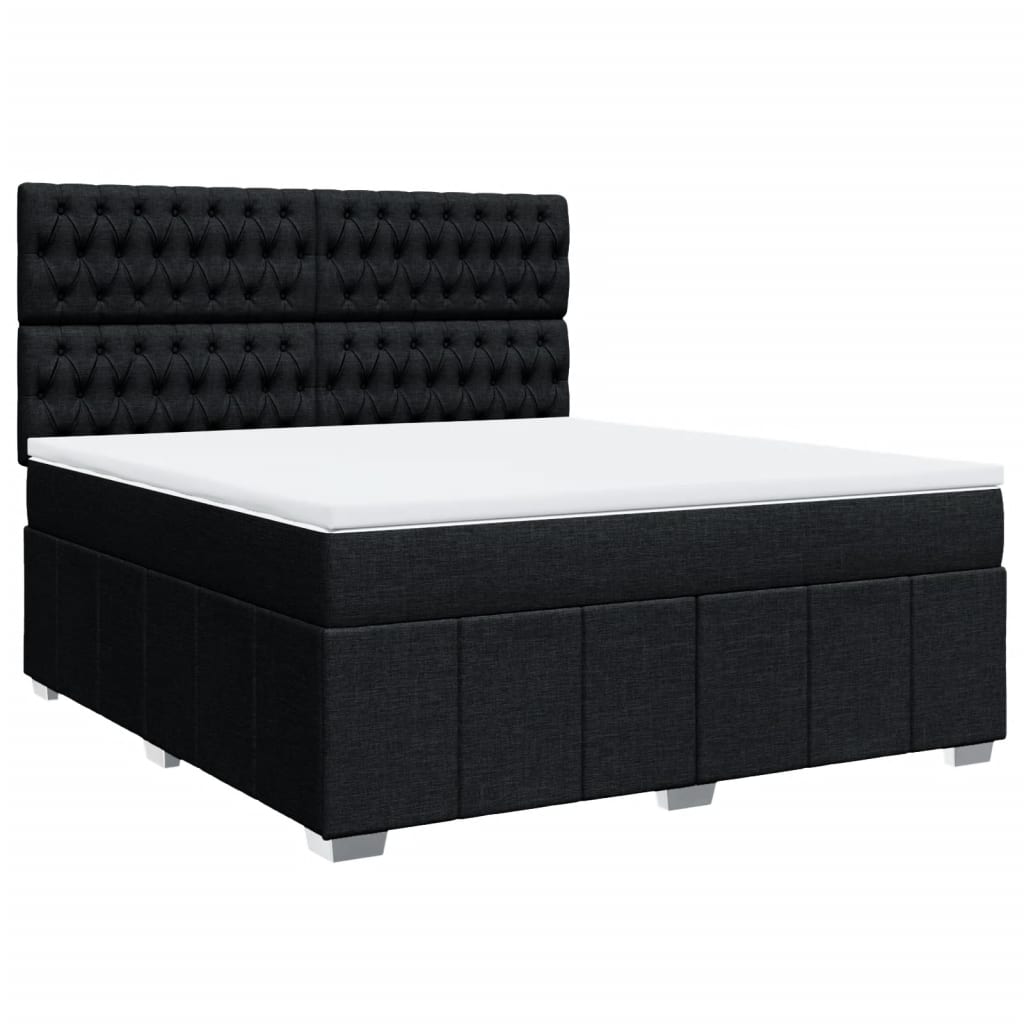 vidaXL Boxspring met matras stof zwart 180x200 cm, foto 3