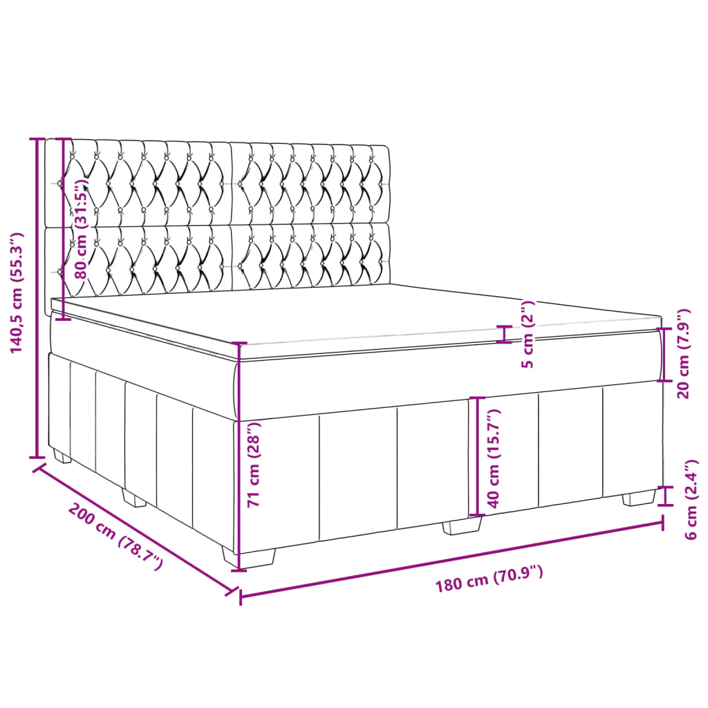 Box spring postel s matrací tmavě hnědá 180x200 cm textil - obrázek 13