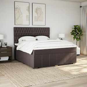 Box spring postel s matrací tmavě hnědá 180x200 cm textil - obrázek 3