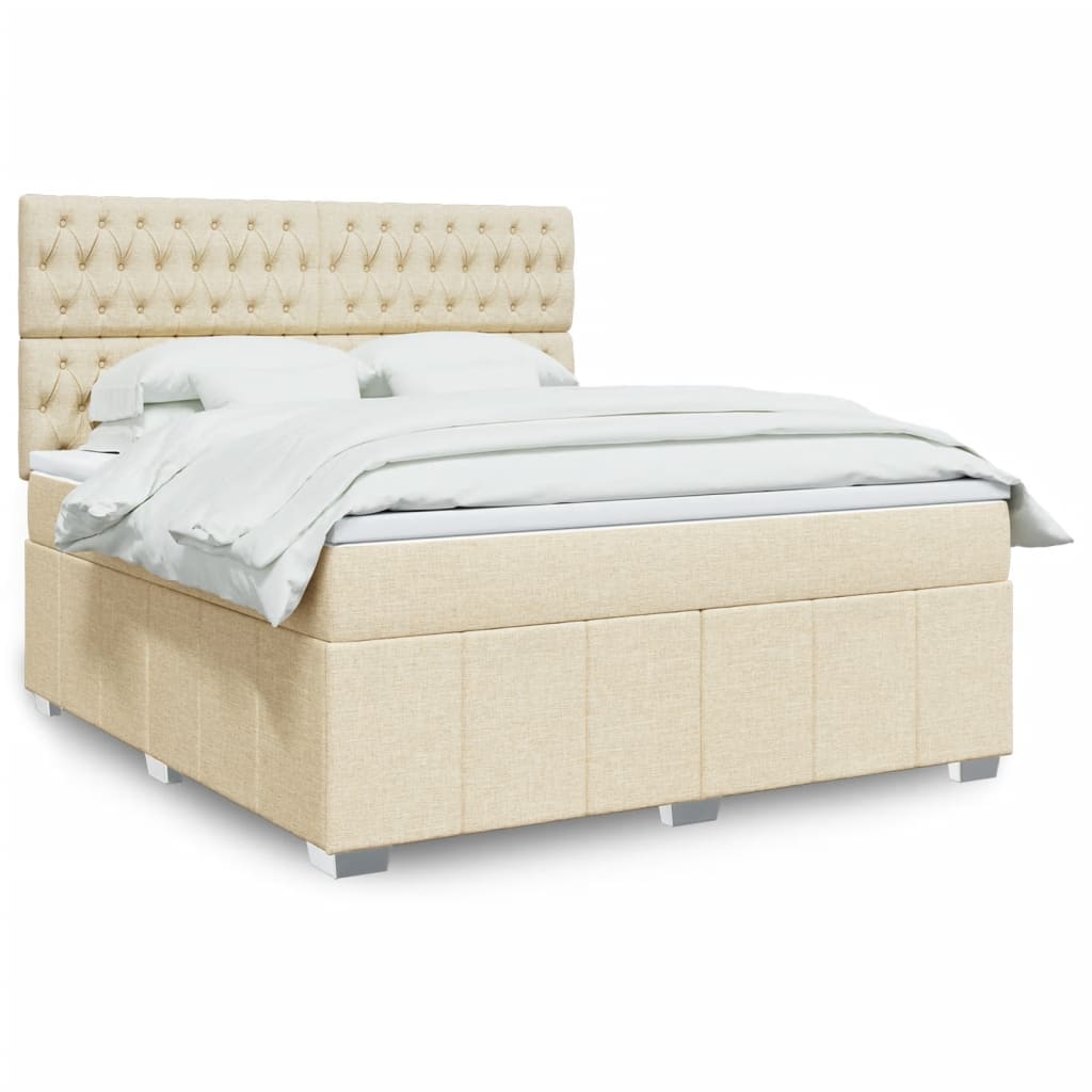 Boxspringbett mit Matratze Creme 180×200 cm Stoff