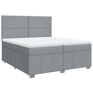 Box spring postel s matrací světle šedá 200 x 200 cm textil - obrázek 2