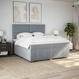 Box spring postel s matrací světle šedá 200 x 200 cm textil - obrázek 3