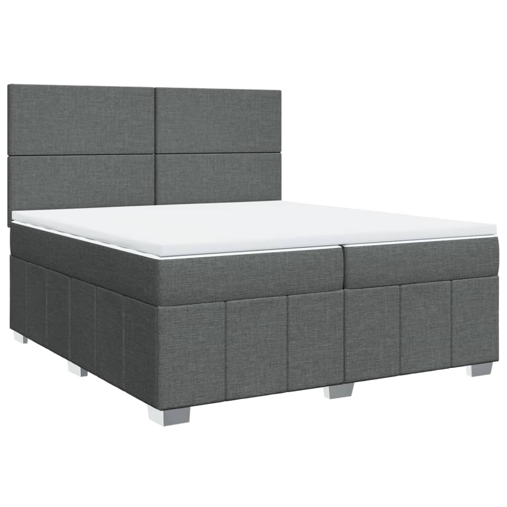 vidaXL Boxspring met matras stof donkergrijs 200x200 cm grijs, foto 3