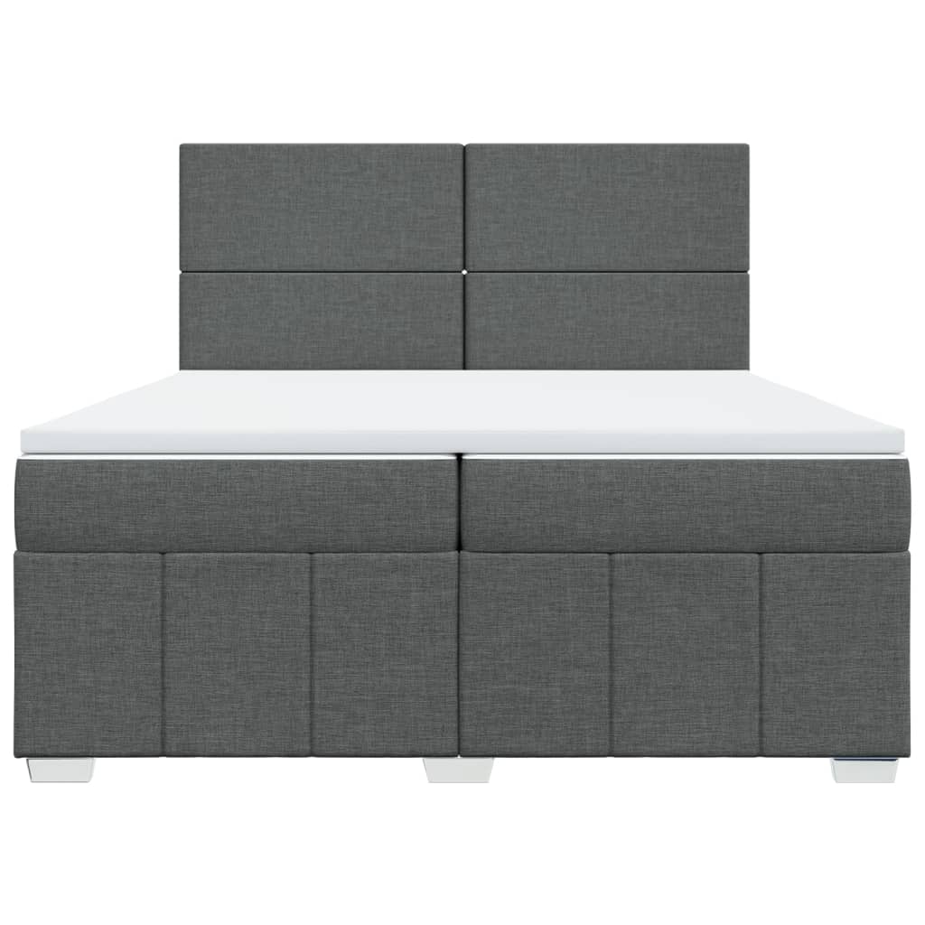 vidaXL Boxspring met matras stof donkergrijs 200x200 cm grijs, foto 4