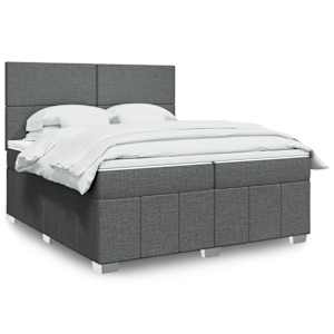 Box spring postel s matrací tmavě šedá 200x200 cm textil - obrázek 1