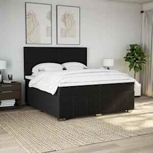 Box spring postel s matrací černá 200x200 cm textil - obrázek 3