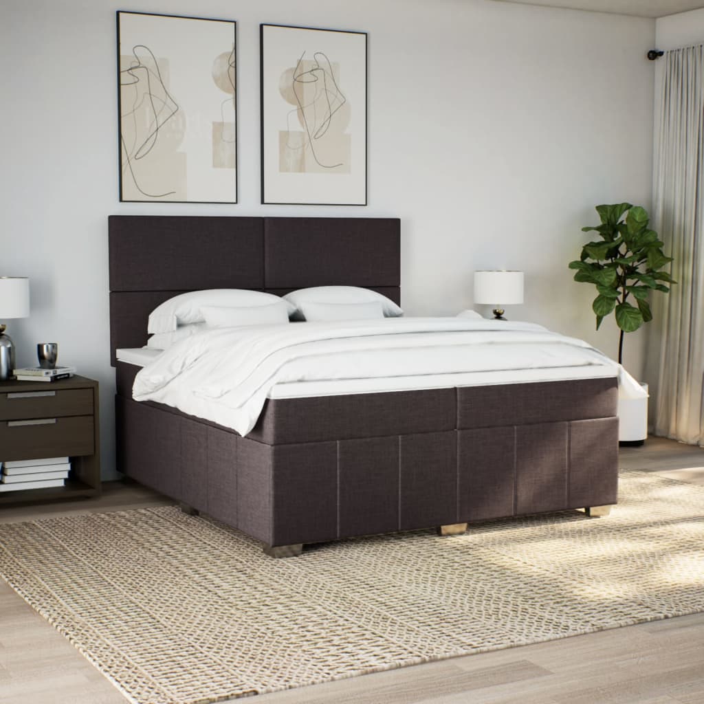 vidaXL Boxspring met matras stof donkerbruin 200x200 cm bruin, foto 2