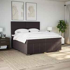 Box spring postel s matrací tmavě hnědá 200x200 cm textil - obrázek 3
