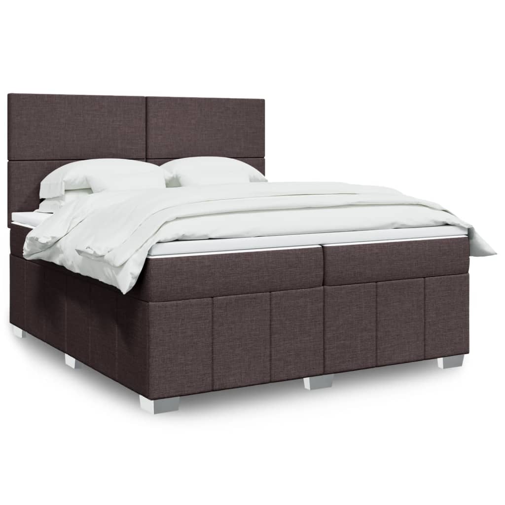 vidaXL Boxspringbett mit Matratze Dunkelbraun 200x200 cm Stoff