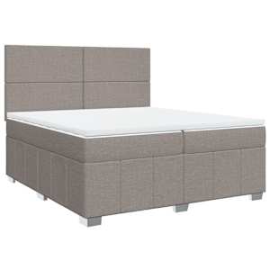 Box spring postel s matrací taupe 200x200 cm textil - obrázek 2
