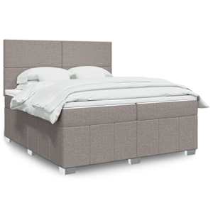 Box spring postel s matrací taupe 200x200 cm textil - obrázek 1