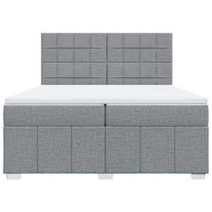 Box spring postel s matrací světle šedá 200 x 200 cm textil - obrázek 4
