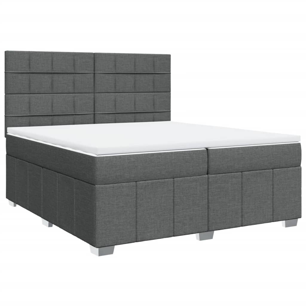 vidaXL Boxspring met matras stof donkergrijs 200x200 cm grijs, foto 3