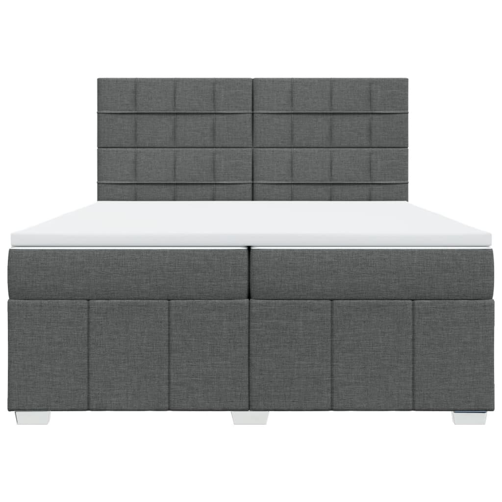 vidaXL Boxspring met matras stof donkergrijs 200x200 cm grijs, foto 4