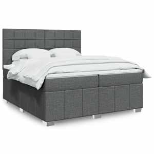 Box spring postel s matrací tmavě šedá 200x200 cm textil - obrázek 1