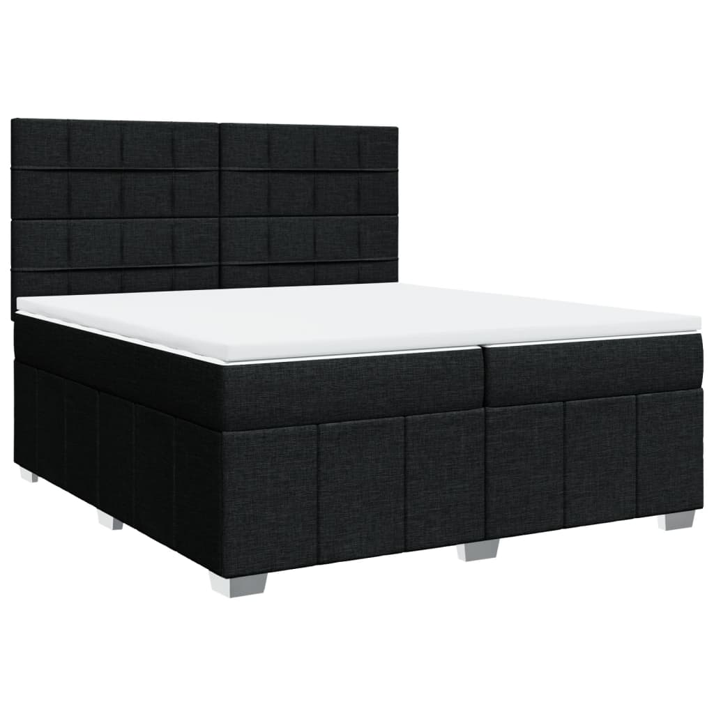 vidaXL Pat box spring cu saltea, negru, 200x200 cm, textil
