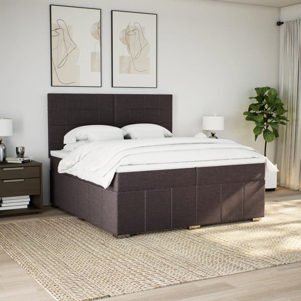 vidaXL Boxspring met matras stof donkerbruin 200x200 cm bruin, foto 2