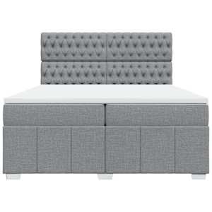 Box spring postel s matrací světle šedá 200 x 200 cm textil - obrázek 4