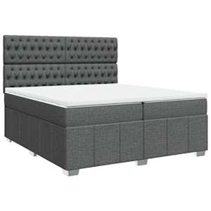 Box spring postel s matrací tmavě šedá 200x200 cm textil - obrázek 2