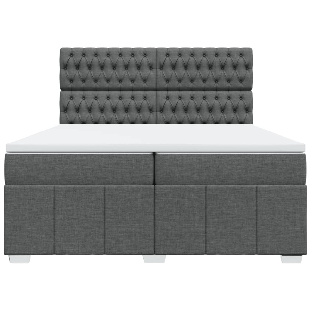 vidaXL Boxspring met matras stof donkergrijs 200x200 cm grijs, foto 4