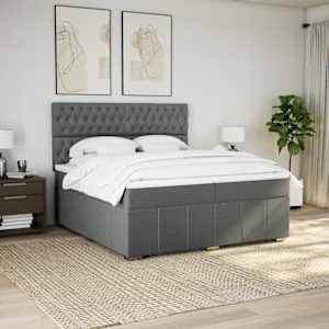 Box spring postel s matrací tmavě šedá 200x200 cm textil - obrázek 3
