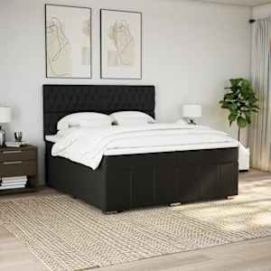 Box spring postel s matrací černá 200x200 cm textil - obrázek 3