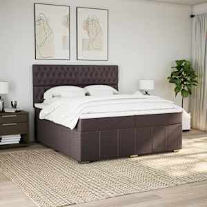Box spring postel s matrací tmavě hnědá 200x200 cm textil - obrázek 3