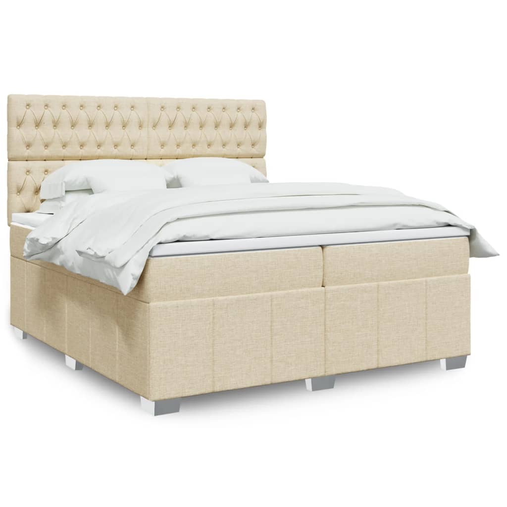 Boxspringbett mit Matratze Creme 200×200 cm Stoff