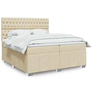 Box spring postelja z vzmetnico krem 200x200 cm blago