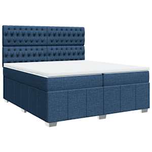 Box spring postel s matrací modrá 200x200 cm textil - obrázek 2