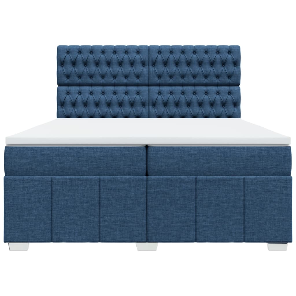 vidaXL Boxspring met matras stof blauw 200x200 cm, foto 4