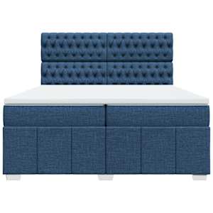 Box spring postel s matrací modrá 200x200 cm textil - obrázek 4