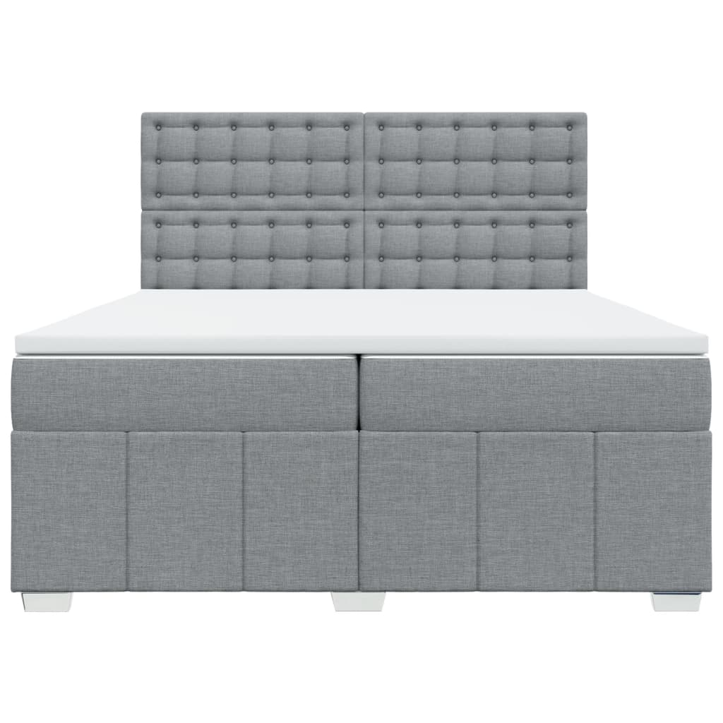 vidaXL Boxspring met matras stof lichtgrijs 200x200 cm grijs, foto 4