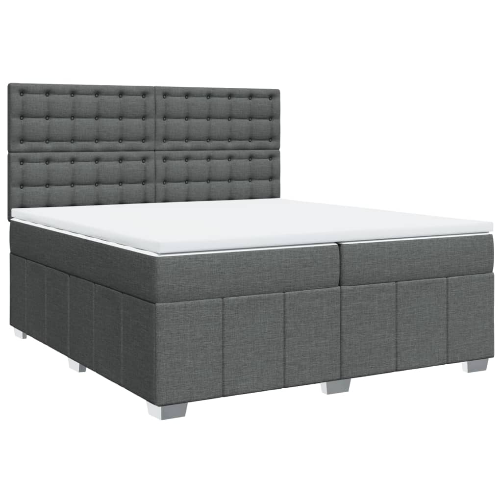 vidaXL Boxspring met matras stof donkergrijs 200x200 cm grijs, foto 3