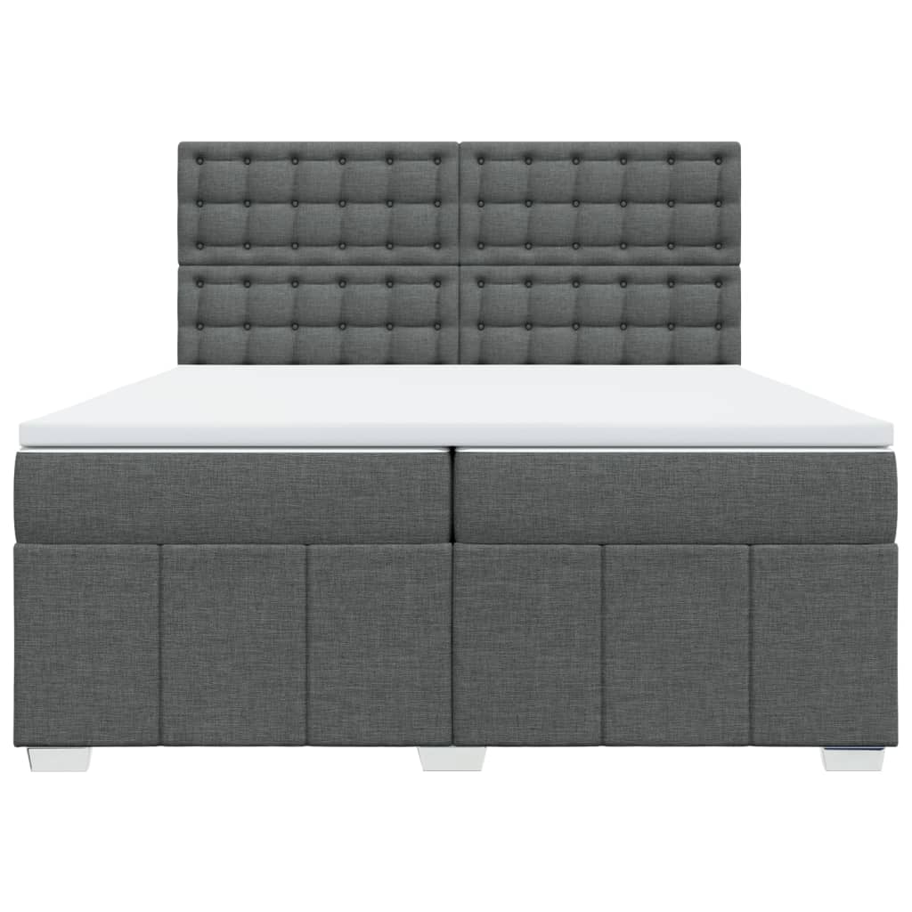 vidaXL Boxspring met matras stof donkergrijs 200x200 cm grijs, foto 4