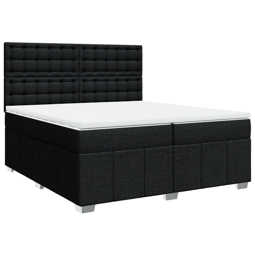 vidaXL Pat box spring cu saltea, negru, 200x200 cm, textil