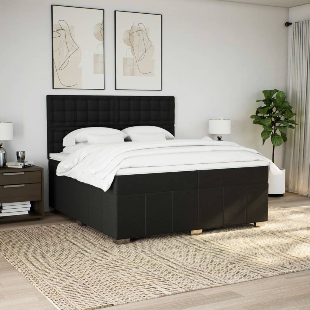 vidaXL Boxspring met matras stof zwart 200x200 cm afbeelding
