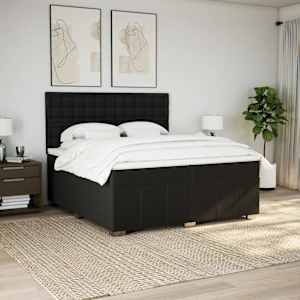 Box spring postel s matrací černá 200x200 cm textil - obrázek 3