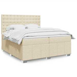 Box spring postelja z vzmetnico krem 200x200 cm blago