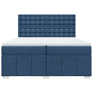 Box spring postel s matrací modrá 200x200 cm textil - obrázek 4