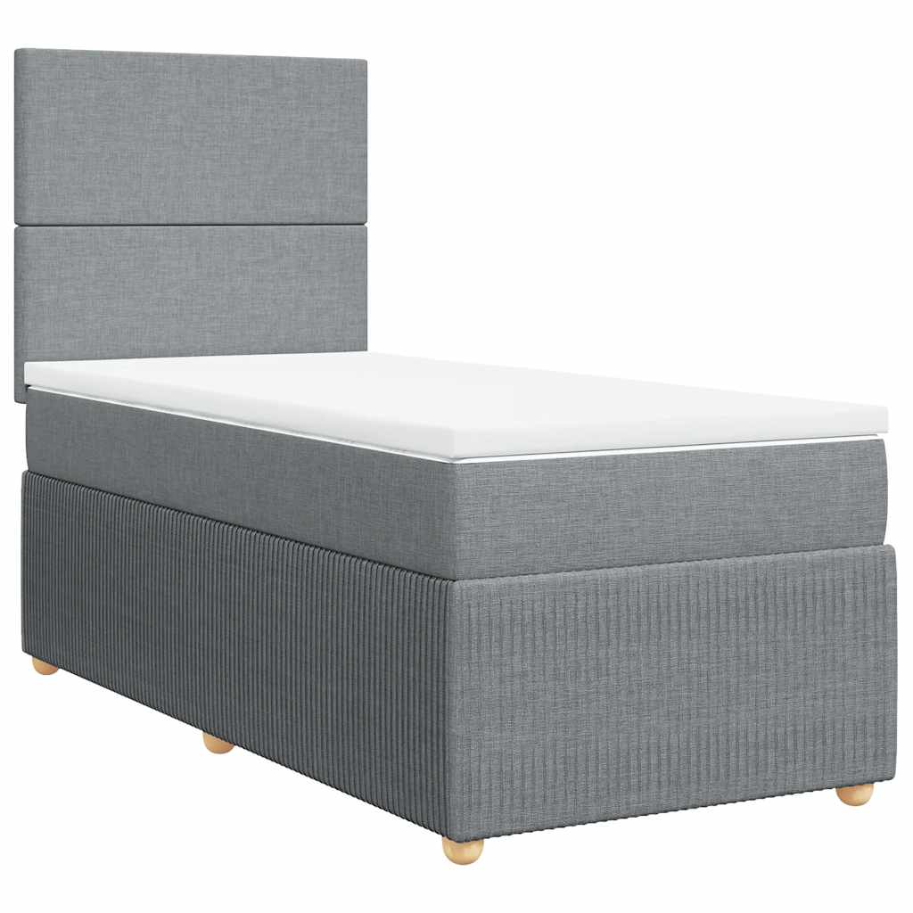 vidaXL Boxspring met matras stof lichtgrijs 80x200 cm grijs, foto 3