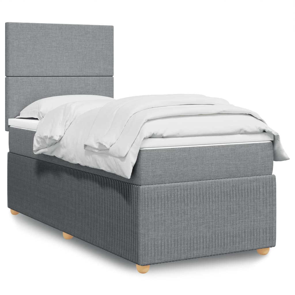 vidaXL Boxspringbett mit Matratze Hellgrau 80x200 cm Stoff