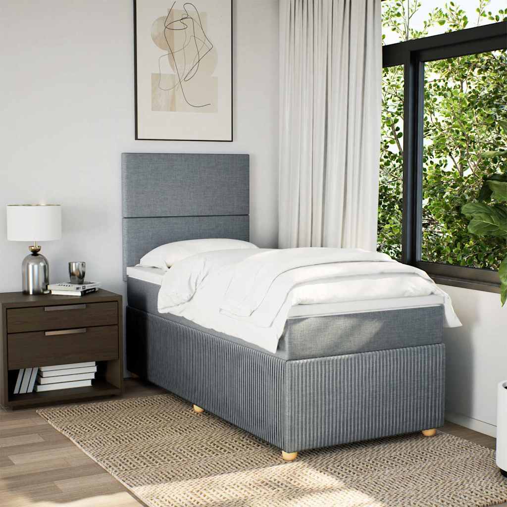 vidaXL Pat continental cu saltea, gri deschis, 80x200 cm, textil