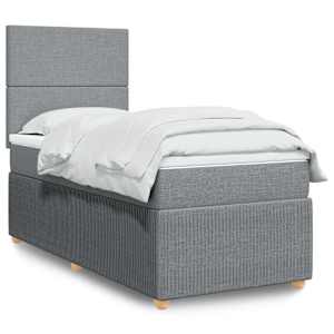 Box spring postel s matrací světle šedá 80 x 200 cm textil - obrázek 1